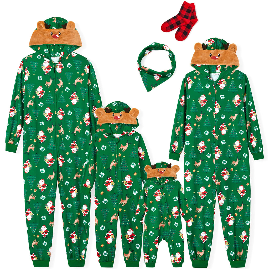 Toddler Christmas Pajamas One Piece Pjs with Christmas Socks Gift Family Matching Christmas Pajamas Flame Resistant Kids 3-4 Years