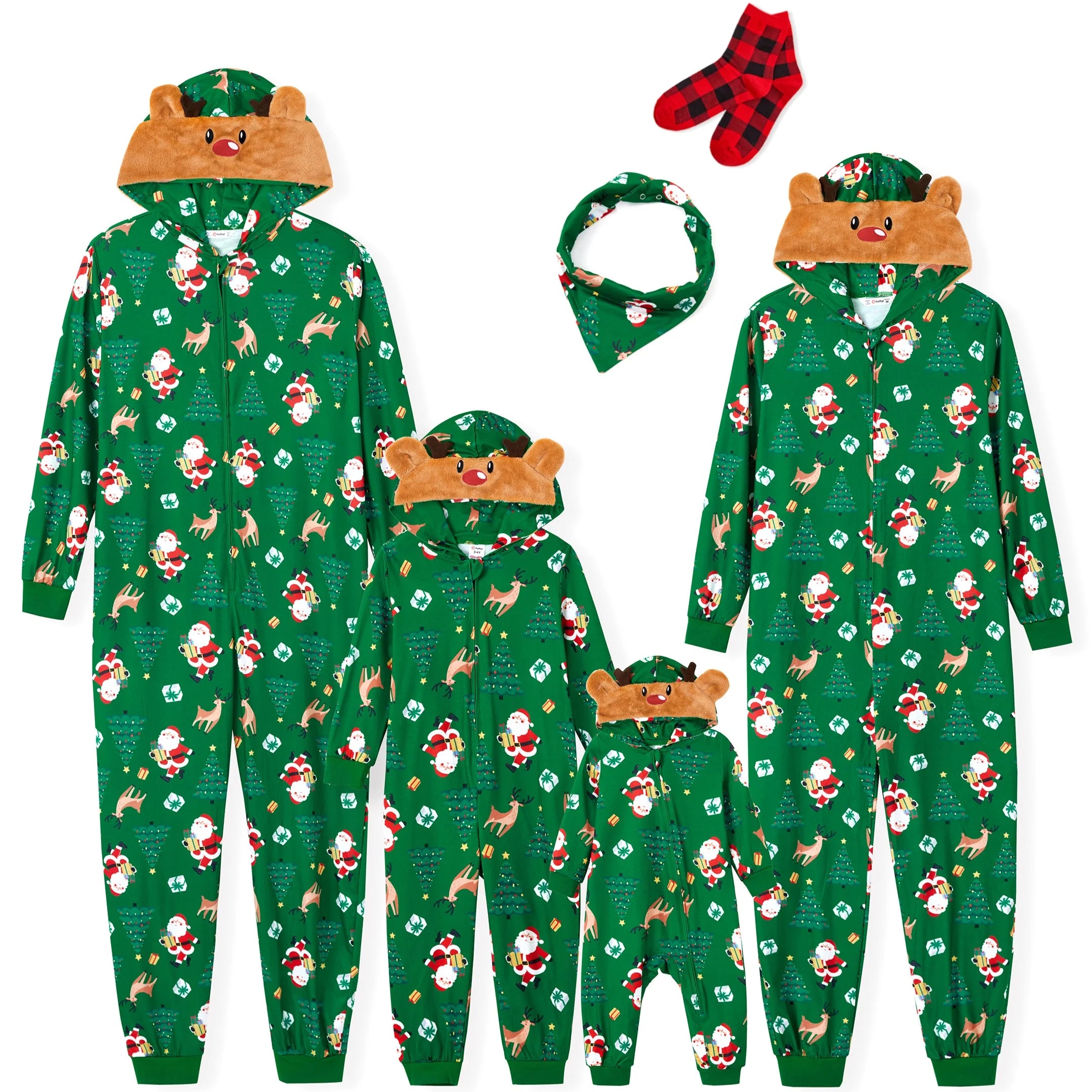 Toddler Christmas Pajamas One Piece Pjs with Christmas Socks Gift Family Matching Christmas Pajamas Flame Resistant Kids 3-4 Years